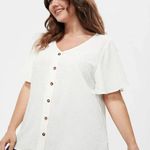 Bloomchic  Solid Button V Neck Blouse Top Swiss Dot White 18-20 Photo 1