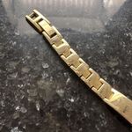 Chico's Chico’s Large Face Mother of Pearl Pave Rhinestone Goldtone Delicate Band Watch Photo 6