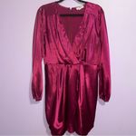 Entro  Silky Tulip Hem Dress Sangria Women Size L Cocktail Formal Event Hoco Photo 1