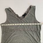 The Limited  100% Cotton gray sleeveless V neck tank top with fringe trim Photo 6