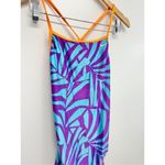 Nike  Vintage Swimsuit Reversible Size Large Blue Purple Open Back One Piece Photo 7
