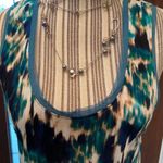 Vera Wang Simple lightweight scoop neck aqua,tan,blue & black color dress size M Photo 7