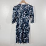 Berydress Blue White Animal Print Wrap Dress Sz Large 3/4‎ Sleeve Women's Midi Photo 2