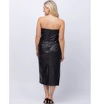 Shoshanna NEW Strapless Leather Merlot Dress in Jet Black Size 6 Photo 4