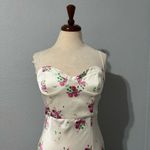 ZARA Sweetheart Neckline Floral Print Satin Effect MIDI Dress Cross Back Sz L Photo 7