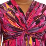 London Times  Twisted Front 3/4 Sleeve A-Line Dress Berry Multi Print Size 16 Photo 4