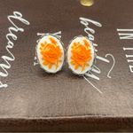 Vintage Neon Orange Rose Floral Cameo Stainless Steel Flower Earring Studs Boho Photo 4