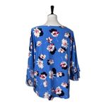 Roz & Ali  Dressbarn Top Ruffle Sleeve Scoop Neck Blue Floral Women’s Size Large Photo 3