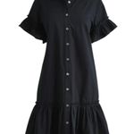 J.Crew NWT  Ruffle Sleeve Mini Shirt Dress Black Size 4 Photo 1