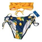 Cupshe NEW SWIMSUIT Women SM Lemon Wrap Bikini Top & Side-Tie Ruched Bottoms NWT Photo 4