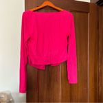 Urban Outfitters ‎ Elena Drawstring Cutout Top Hot Pink Long Sleeve Size L Photo 5