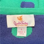 Quacker Factory  Women L Sweater Green Blue Polka-Dot Cardigan With Attached Top Photo 3