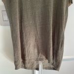 Tahari Top L 100% Linen Slub Jersey Round Neck Button Back Boxy Sleeveless Green Photo 2