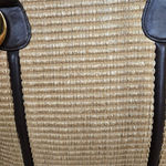 Y2K Susan Gail Tan Woven Straw Tote Shoulder Bag Brown Trim Boho Chic Purse Photo 3