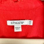 Chico's  Linen Eyelet Tiered Ruffle Maxi Dress Size 2.5 US 14 Red Sundress Vacay Photo 7