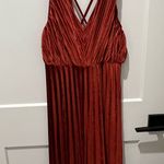 ASOS  Rust Pleated Sundress with Plunge Neckline Photo 0