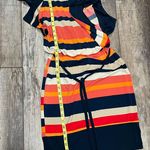 Sangria Navy Blue Orange Cream Striped Loose Fitting Mini Dress Size 4 Photo 10