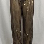 Zuliana Metallic Mesh Pants Size M/L Made in USA New With Tags Brown Photo 0