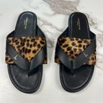 LAFAYETTE 148 NEW YORK Iris Thong Sandal Teak Multi Black Leather Leopard Sz 39 Photo 1