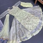 Party wear Indian Designer Maxi Anarkali 3pc suit Wedding Pakistani gown Yellow Size L Photo 0