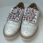 Catisa Vintage Cream and light brogues with silver and pink rhinestones Size 7.5 White Photo 0