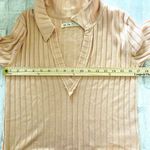 Free People  We The Free Peach Krystal Ribbed Elbow Sleeve Collared Polo Shirt S Photo 5