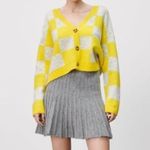 ZARA  Yellow and Grey Plaid Button Front Cardigan Size S Photo 1