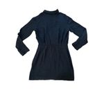 Theory $495 Faux Wrap Shirt Mini Dress Rosina Crepe Long Sleeve Black Womens 4 Photo 6