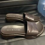 Tommy Hilfiger Dark Brown Leather Slide Sandals, Size 7 Photo 4
