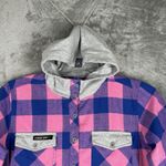 Little Donkey Andy Shirt Womens XS Pink Blue Plaid‎ Power Dry Flannel Shacket Photo 3