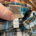 Duluth Trading Women Free Swing in Flannel Button Down Shirt Sz L Brown Plaid Blue Size L Photo 5
