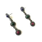 Dark silver tone colorful drop earrings Photo 7