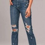Abercrombie & Fitch Distressed Raw Hem High Rise Mom Jeans Blue Womens Size 29 Photo 0