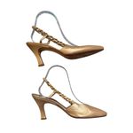 Larry Stuart Collection Elegant Gold Slingback Heels Luxury Size 8.5 Holiday Photo 7
