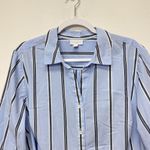 J.Jill Side Button Stepped Hem Tunic Shirt Women XL Blue Striped Coastal Grandma Photo 1