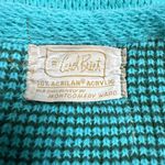 Vtg Carol Brent Teal Argyle Knit Cape Poncho Sweater 60s 70s Fringe O/S Preppy Green Size undefined Photo 6