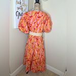 Gibson Latimer Gibson & Latimer Tropical Pink & Orange Puff Sleeve Maxi Dress Size XL Photo 10