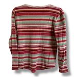 CHAPS ‎ Womens Top Sz PXL Multi Color Henley Stripe Fall Rust Aqua Textured Photo 3