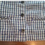 Eddie Bauer  100%‎ Linen Women's Vest Blue White Gingham Check Button Up Medium Photo 2