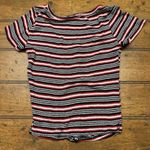 Garage  Ribbed Striped Red‎ Black White Short Sleeve Shirt Y2K Vibes Photo 2