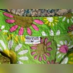Vintage flower power green pink yellow cotton tunic, size medium Photo 7