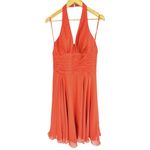 VTG Landa Burnt Orange Halter Chiffon Shirred Cocktail Dress Plus 18 Party Photo 1