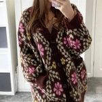 ZARA floral jacquard oversized cardigan Size Small 9598/230 Photo 1
