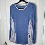 LOGO By Lori Goldstein LOGO Women's Long Sleeve Jersey Knit Stretchy Long Pocket Blue Shirt Size Large Photo 0