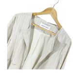 Cupcakes and Cashmere  Ivory Striped Linen Blazer Sz L Bell Sleeve Open Front Photo 2