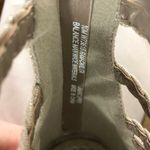 Rampage Womens Wedge Sandals Open Toe Lace Up Canvas Fringe Beige Size 10 Photo 6