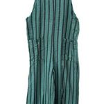 Made in Italy, overalls, cropped length, ties at shoulder, green with stripes Size M Photo 0