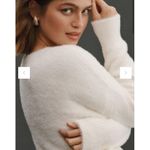 Anthropologie By Oversized Deep V-Neck Eyelash Tunic Ivory Sweater Size Large Photo 1