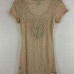 Cowgirl Up Vintage Y2K Beige Cheetah Semi Sheer Horseshoe Cross Graphic Tee Photo 8