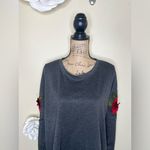 Very J NTM:  Thicker Charcoal Long Sleeve Top with 3D Rose Embroidery Sz XL Photo 2
